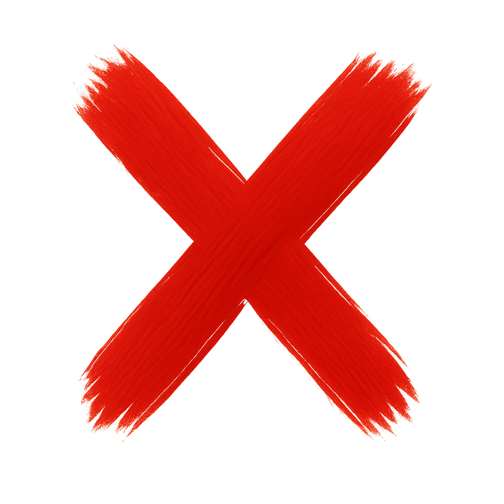 Create a red color X with no background  The X should look painted or hand written-1