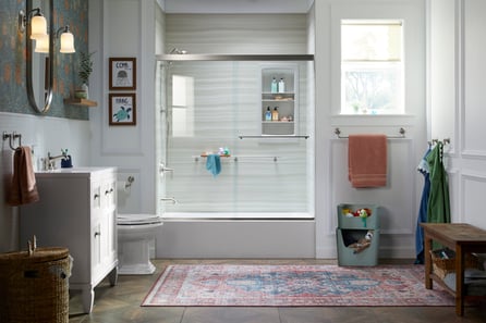 Photo of a shower and tub combo with acrylic walls