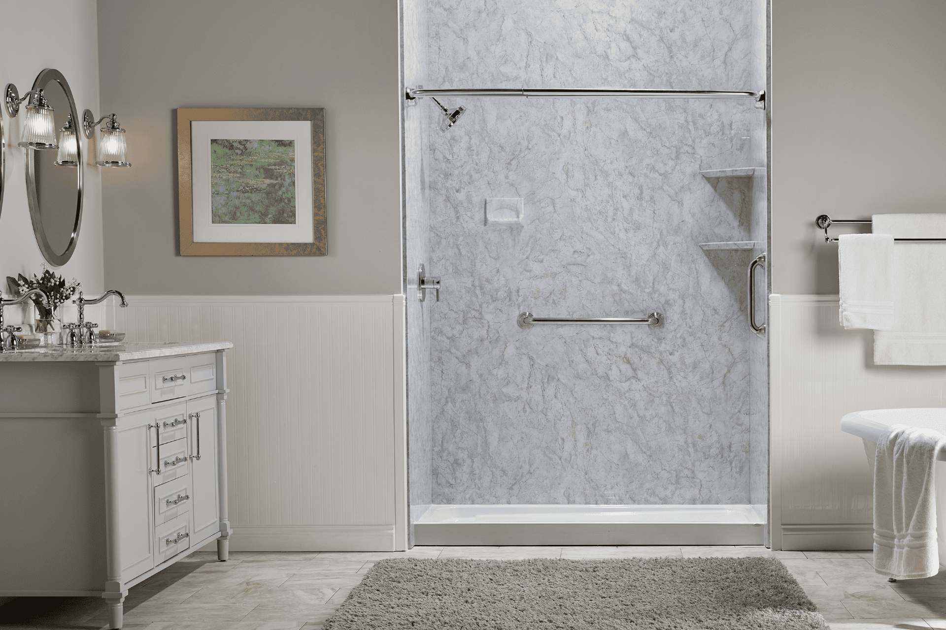 Walk-In Shower in Champagne Travertine