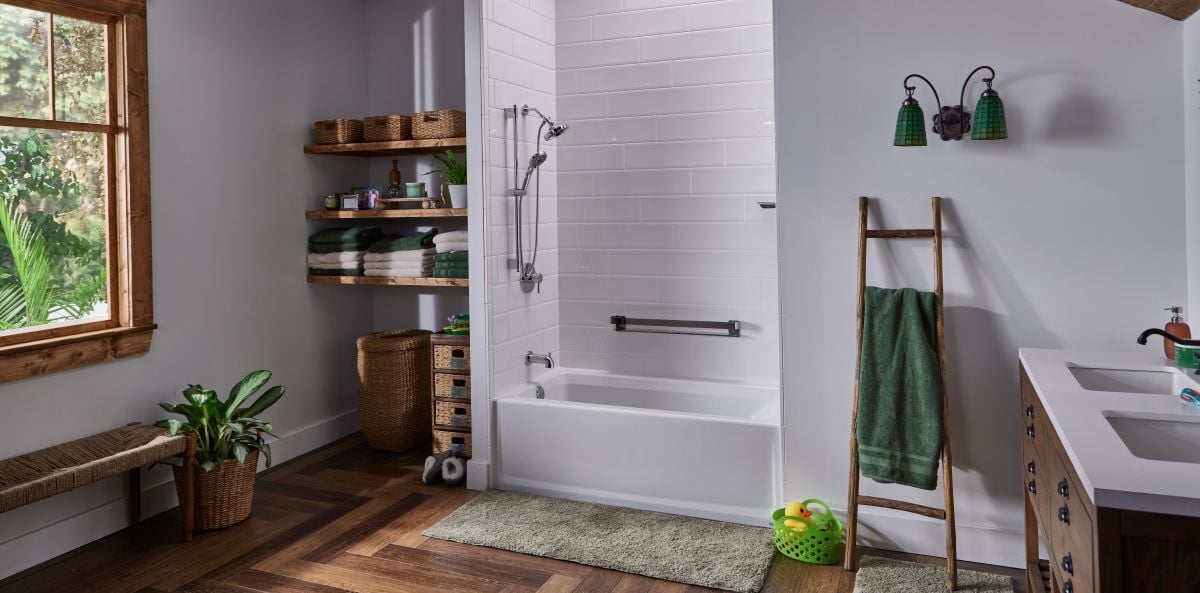 Tub and shower combo made by Jacuzzi