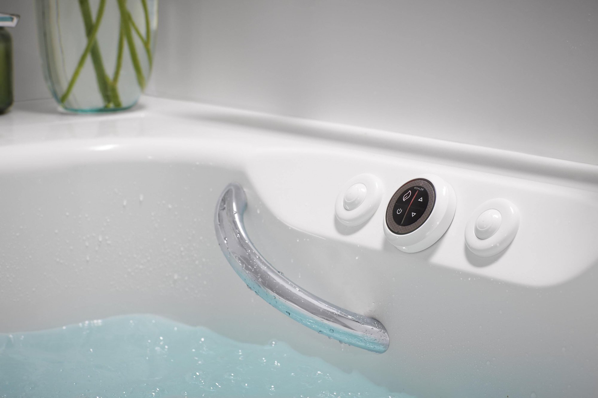 White Walk-In Tub Button Grab Bar