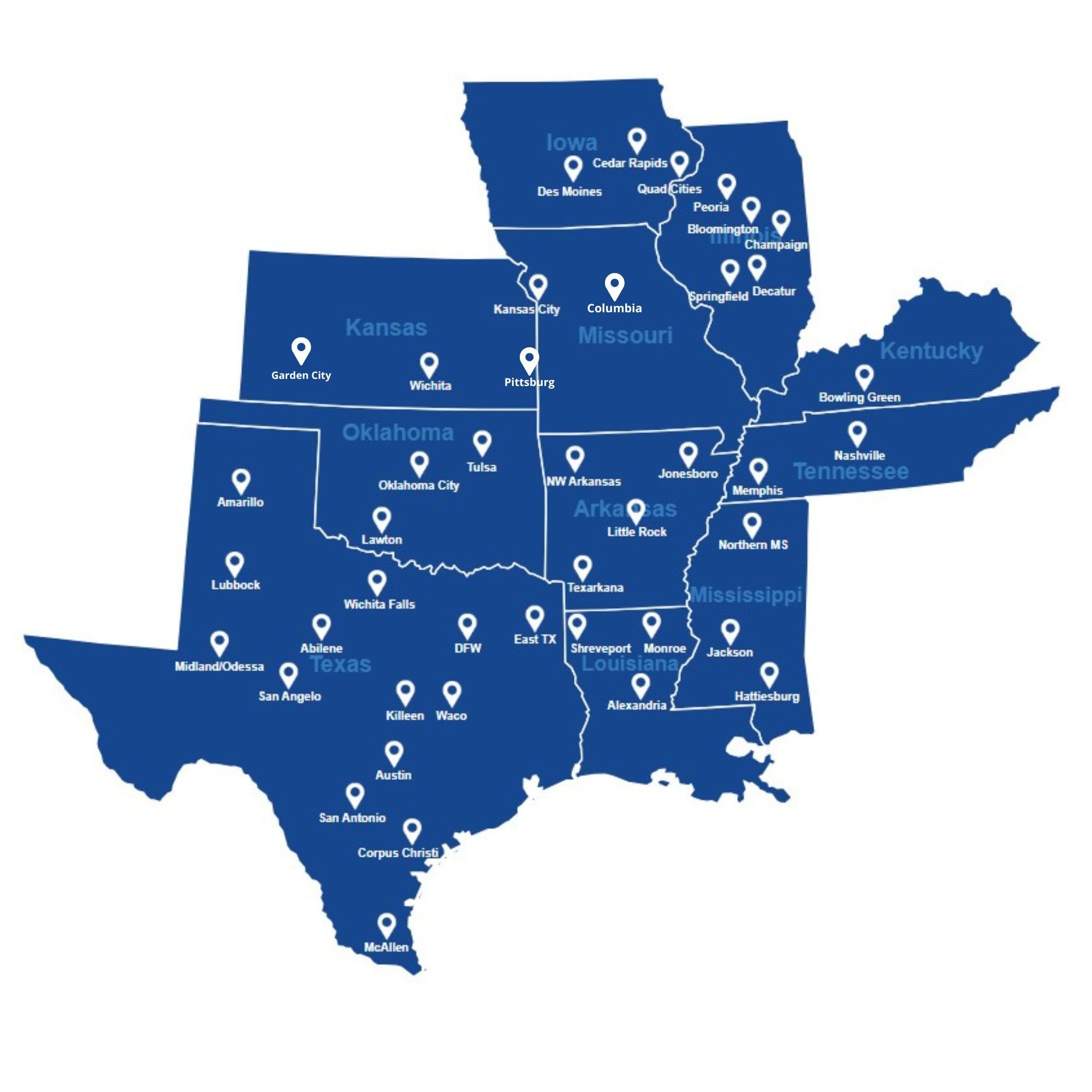 ZINTEX Service Area Map