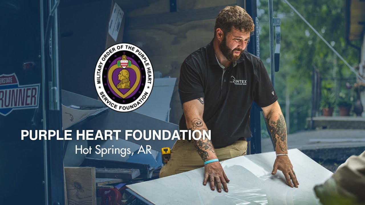 Zintex installer and the Purple Heart Foundation logo